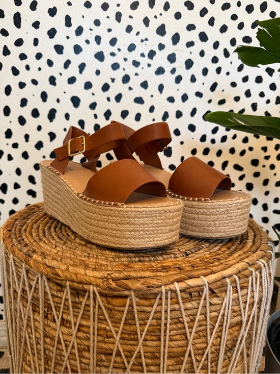 Soda Shoes - Soda Brown Espadrille Platform Wedge Sandals